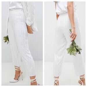 ASOS EDITION | Women’s Beaded Sequin Wedding Pant Trouser High Rise Waist Bride